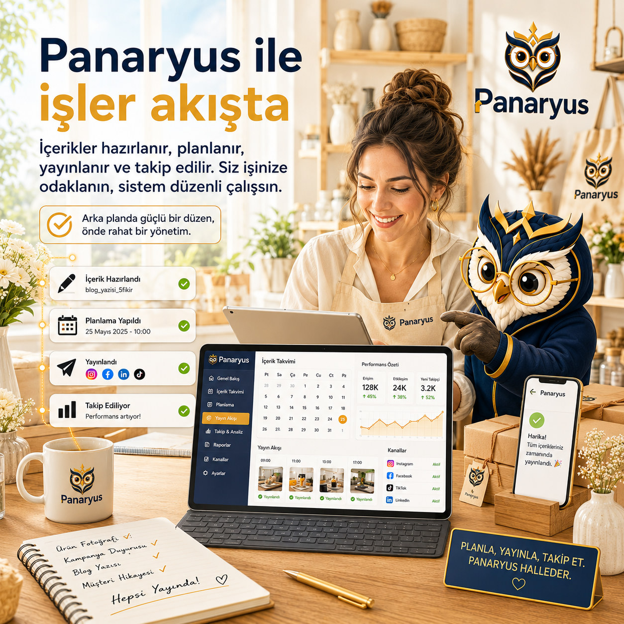 Panaryus ile işletme sahipleri — planla, yayınla, takip et